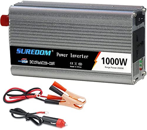 1000W/1200W/1500W/2000WConvertisseur Pur Sinus DC 12V/24V à AC 110V/220V Onduleur Prise EU Courant et Puissance transformateur de tensionpour Voiture,Caravane,Bateau,Camping,Voyage (1000W,24vTo110v)