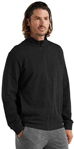 Icebreaker Merino Wool Midlayer, Men's Long Sleeve Zip Top, Central Zip up Sweatshirt, Long Sleeve Top, Running Top - Black, S
