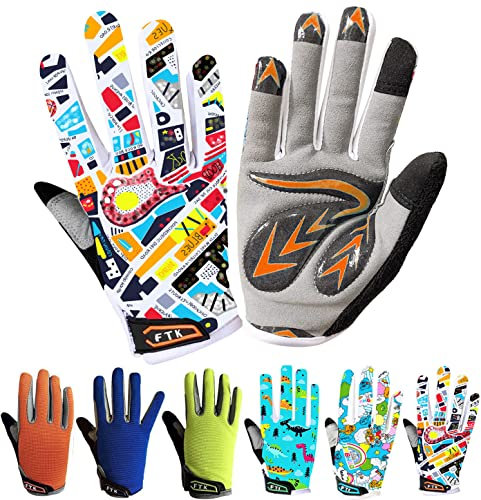 LOVMEAD Fahrradhandschuhe Kinder für Jungen Mädchen Alter 4-12, MTB Handschuhe Paar Outdoor Sport Rennrad Fahrrad Bike Handschuhe Frühling Sommer (XL, Gelb)