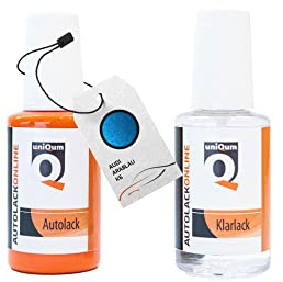 uniQum Autolack Stift + Klarlack im Vorteilsset fürs Auto für AUDI ARABLAU K6 Autolack Reparatur 2 x 30 ml