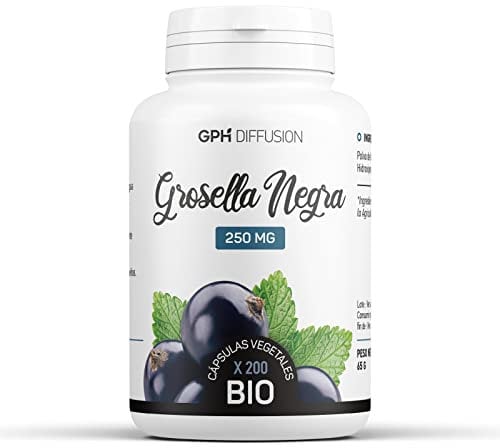 Grosella Negra Orgánica (Ribes nigrum) - 250 mg - 200 cápsulas vegetales - Grosellero Negro Hojas - Complemento alimenticio - Formula Pura y Natural - GPH DIFFUSION