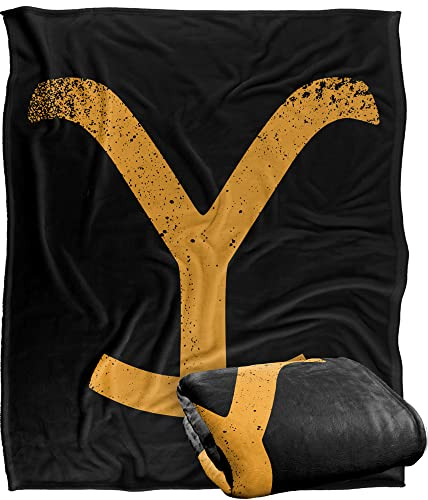 Yellowstone Überwurfdecke mit Y-Logo, seidig, superweich, 152 x 127 cm