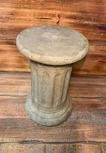 Zewool Stone Garden Large Round Solid Heavy Plinth Column Pedestal Ornament, Off-White