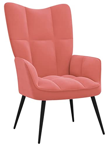 Relaxsessel Rosa Samt, gepolstert mit Schaumstoff, Stahlgestell, modernes Design, Wohnzimmer Sessel, 110 kg Belastbar