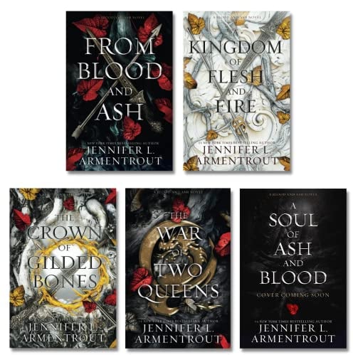 Blood and Ash Complete Series Collection Set, Books 1-5. From Blood and Ash, A Kingdom of Flesh and Fire, The Crown of Gilded Bones, The War of Two Queens, A Soul of Ash and Blood