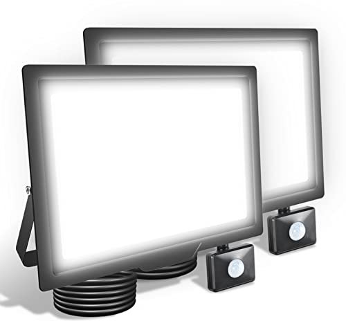SKYWORLD Projecteur Extérieur LED Détecteur de Mouvement PIR, 2pcs 150W 15000LM Blanc Froid 6000K, Spot LED Extérieur Étanche, Éclairage de Sécurite pour Garage Jardin Cour Entrée Parc