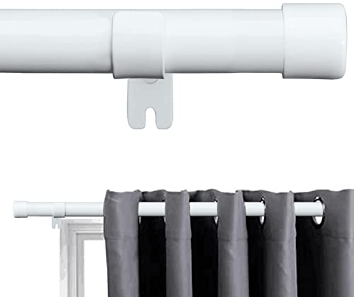 Gardinenstange, 76-238 cm Gardinenstange mit Kappenknäufen mit Halterungen, Beschläge-Set aus Edelstahl, Gardinenstange Verstellbare Dekorative Fenster für Wohnzimmer Schlafzimmer Fenster/Weiß