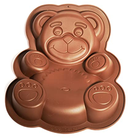 Silver-Stage Backform Bär Teddy Kuchenbackform braun Silikon Kindergeburtstag Weihnachten 25,7 x 21,1 x 5,2 cm Silikonform für Kuchen Eis Schokolade Brot Dessert Pudding BPA Freiding BPA Frei