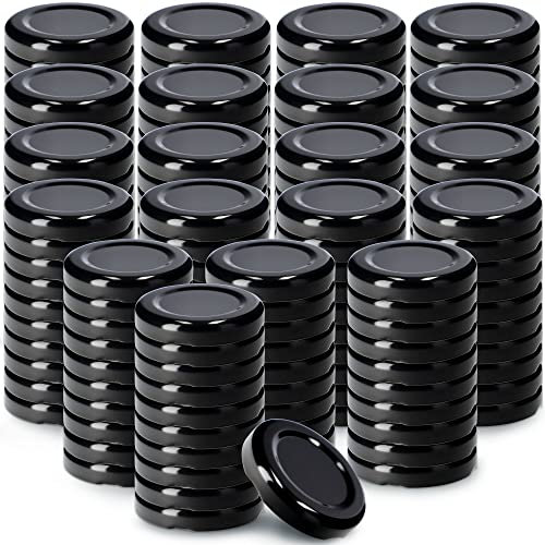 KADAX Schraubdeckel fi43 mm, Twist-Off-Deckel Set aus Metall, passend für 40ml Gläser, Ersatzdeckel mit 4 Einrastzähnen, Deckel für Sturzgläser, Flaschen und Einmachgläser (200 Stück, Schwarz)