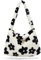 KALIDI Plüsch Tasche, Kleine Umhängetasche Damen mit Reißverschluss, Handtasche Damen Klein Süß Flauschig und Weich Bag für Teenager Mädchen Trendy, Blumenmuster