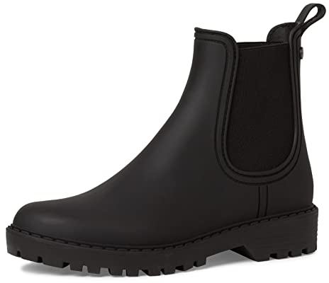 Tamaris Damen Rubberboots Vegan Blockabsatz; BLACK/schwarz; 38 EU