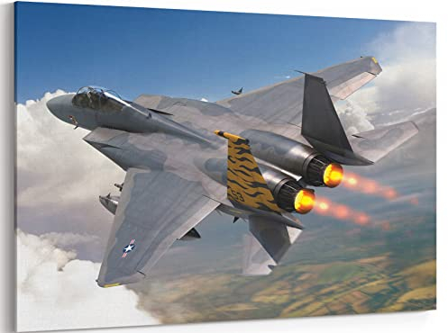 F-15 Flugzeug-Leinwand-Kunstdrucke McDonnell Douglas F-15 Adler Fighter Jet Poster Luftfahrt Wandkunst Dekor US Air Force Bild Kunstwerk Militärflugzeug Dekoration für Männer Jungen Zimmer – 30,5 x