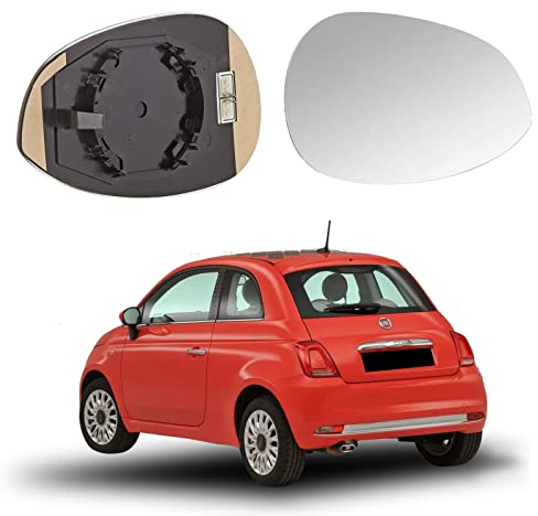 Spiegelglas Ersatz für FIAT 500 Hatchback/500 C, Außenspiegel Glas Asphärisch Ersatz für FIAT Punto Grande Punto/EVO, Verstellbar Geeignet Umkehrlinse Rückfahrglas Auto Spiegel (Links)
