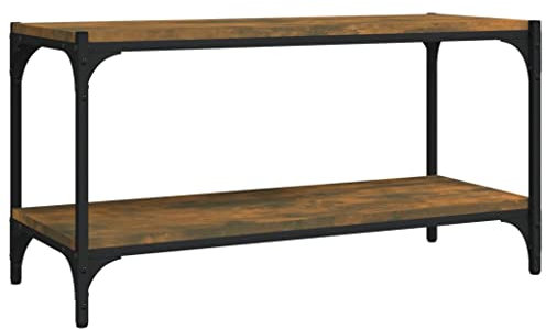 vidaXL Mueble para TV contrachapada y Acero Roble Ahumado 80x33x41 cm
