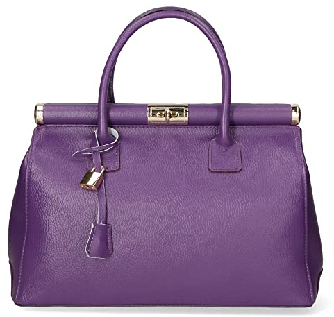 Gave Lux Damen Umhängetasche aus Dollaro-Leder in Lila 35x26x16 cm