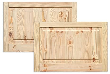Kassettentür Schranktür Holz RUSTIKAL | 39,5 x 59,4 cm 2-er Pack Set | unbehandelte Holztür aus Kiefernholz im Kolonialstil und Markflecken als Raumteiler Schiebetür für Regale, Schränke, Möbel