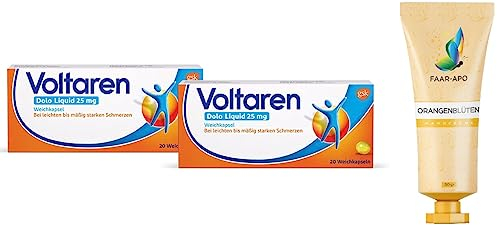Voltaren Dolo 25 mg Liquid 25 mg Weichkapseln Sparpack 2 x 20 Kaps. inkl. einer hochwertigen Handcreme Marke Faar-Apo
