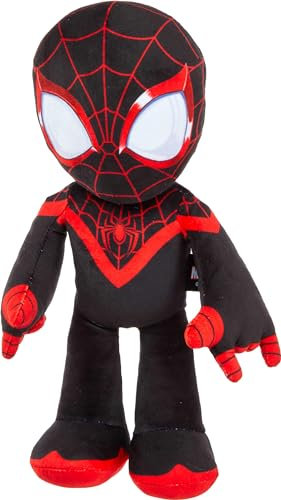 Mattel Marvel Plush Talkers Plüschtier, Miles Morales Figur mit 10 Sounds & Phrasen, Sammel-Plüschpuppe, 30 cm