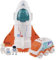 YULEYU Spaceshuttle Weltraummission Rakete Spielzeug, Raumschiff Orange Spielzeug mit Ton, 3 Astronauten-Figuren, Aufklappbares Cockpit, Sprühauspuff, Geburtstagsgeschenk für Kinder