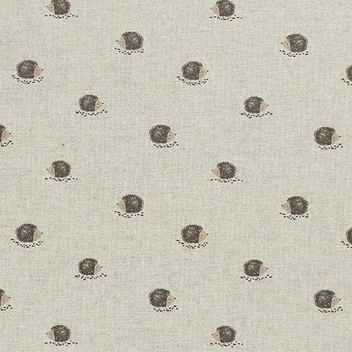 Dekostoff Panama Bindung Tiere ab 1 x 1,40m Baumwollstoff uni Oeko-Tex Farbwahl, Motiv:Igel | natur