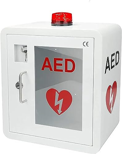 TEmkin AED Defibrillator Aufbewahrungsschrank Zur Wandmontage, Erste Hilfe AED Defibrillator Aufbewahrungsschrank mit Alarm Notfall Blitzlicht, Passend für Alle Herzwissenschaften