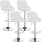 Yaheetech 4er Barhocker-Set Verstellbare Sitzhöhe 61,5 cm - 83 cm Polsterhocker mit Drehbarer Sitzfläche Hocker mit Fußstütze für Küche/Bar/Salon/Esszimmer, weiß