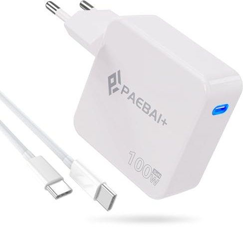 PAEBAI+ 100W USB C Ladegerät PD3.0 GaN Netzteil für MacBook Pro, MacBook Air, Google Pixelbook, ThinkPad, Dell XPS, iPad Pro, Galaxy S24/S23, iPhone 15/Pro und weitere Typ C Geräte