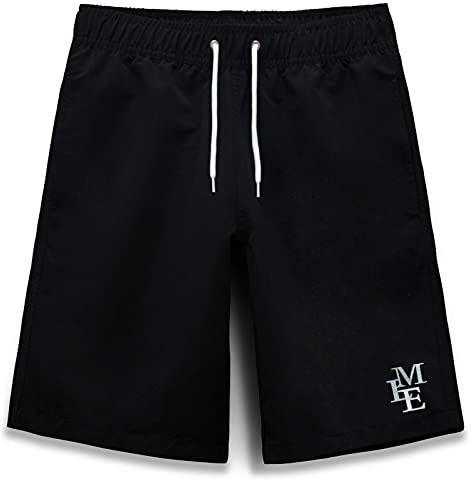 MEILONGER Boys Swimming Shorts Quick Dry Beach Board Trunks Swimwear Bathing Suits Size 6-7,8,10-12,14-16(Black,14-16)