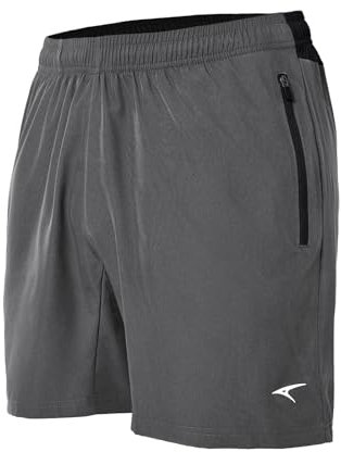 ASHION Herren Leicht Atmungsaktive Sporthose Quick Dry Kurze Activewear Shorts Sommer Laufshorts Training Kurz Outdoor Freizeithose mit Taschen E - Grau, Large