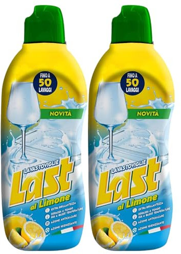 Gel Lavastoviglie Al Limone, Sgrassa a Fondo Già a Basse Temperature, Extra Brillantezza, Azione Igienizzante e Anticalcare - Fino a 50 Lavaggi 650m (2 Unità)