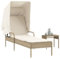 ShGaxin Sonnenliege mit Dach und Tisch Beige Poly Rattan, Gartenliege, Liegestuhl, Sonnenstuhl, Sonneninsel Outdoor, Liegen, Gartenmöbel, Bäderliege, Relaxliege - 368201