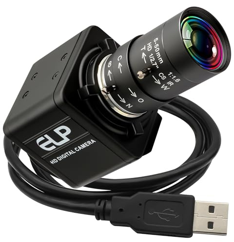 Global Shutter Cámara USB Enfoque Manual de Alta Velocidad 5MP a 50fps 1440P @ 60fps Cámara de Video Industrial 5-50mm Lente Zoom 10X Enfoque Variable Enfoque Primer Plano PC Cámara