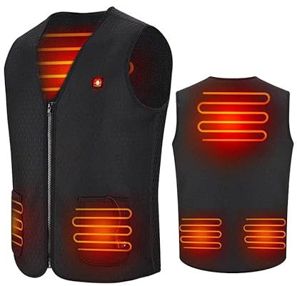 Veste Chauffante USB, Gilet Chauffant Électrique pour Homme/Femme avec 3 Modes de Chauffe Doudoune Chauffante Vêtement de Chauffage Lavable pour Ski Plein Air Randonnée Hiver Moto Chasse Camping