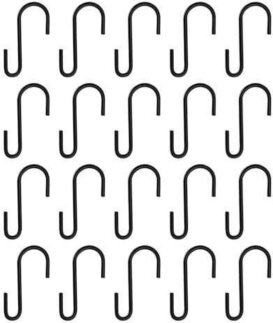 iLamvie 20 ganchos en S de acero inoxidable para colgar, S Hacken pequeños ganchos de carga doble ganchos para colgar ganchos,ganchos grandes para cocina, baño, dormitorio y oficina (negro)