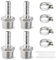 Josaton Barb Hose Fitting 4Pcs Stainless Steel 3/4” Male x 13mm Barb, Hose Barb Connector with Hose Clamp 4 Set Barb Pipe Fitting for Air Water Fuel