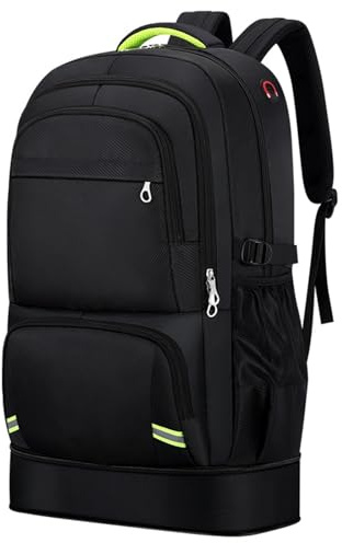 Nayubo 65L Hiking Backpack for Men Waterproof Expandable Travel Backpack Carry On Backpack Casual Daypack Large Rucksack for Camping Outdoor Sports Trekking (Black)