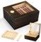 LIFEJXWEN Zigarren Humidor, Doppelwandige Zigarren Humidor Aufbewahrungsbox aus Holz, Zigarren Aufbewahrungsbox mit Trennwand und Digitalem Hygrometer, Geschenkzubehör für Mensologen (25–50 Zigarren)