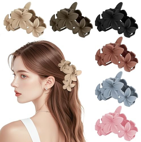 Haarklammer für Damen, rutschfest, starker Halt, mitteldick, buntes Auberginen-Styling-Zubehör, Kiefer-Clips für glatte, lockige Wellen, 6 Stück