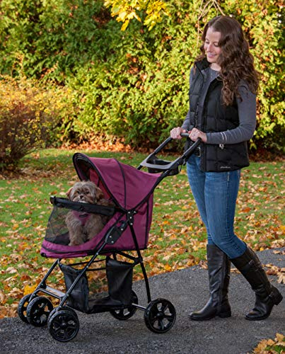 Pet Gear No-Zip Happy Trails Lite Haustier-Kinderwagen für Katzen/Hunde, Reißverschlussloser Einstieg, einfach zu falten mit herausnehmbarem Einsatz, Sicherheitsgurt, Aufbewahrungskorb +