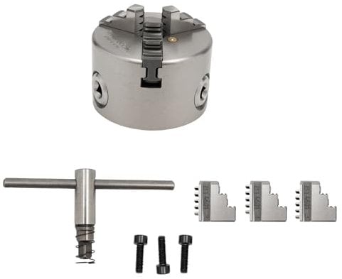 80mm Drechselfutter, 3-Backenfutter Set für Drechselbank, Spannbereich 25-70mm, Zentriergenauigkeit 0.07mm, Max. Geschwindigkeit 4000 U/min, Spannfutter für Fräsmaschinen