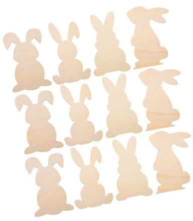 GLEAVI 12pcs Große Osterhasen Holzausschnitte Unvollendete Hölzerne Hasenausschnitte Leere Kaninchen Holzscheiben Unbemalte Osterausschnitte Holzscheiben Für Osterhandwerk