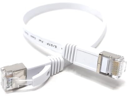 mCore 30cm CAT6A S/STP Shielded Flat Ethernet LAN Cable – 500MHz High-Speed RJ45 (White)