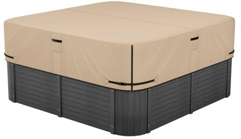VEVOR Housse de Protection pour Spa extérieur, 2160 x 2160 x 508 mm, Couverture pour Spa, résistante aux intempéries et à l'eau, Tissu Oxford 600D Robuste et résistance à la déchirure 950N, Marron