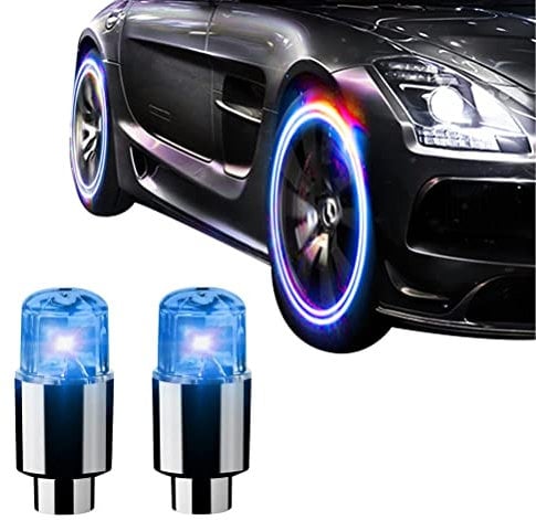Set mit 4 Universal-Ventilkappen, fluoreszierend, für Autoreifen, Autoreifen, Fahrrad und Motorrad (blau)