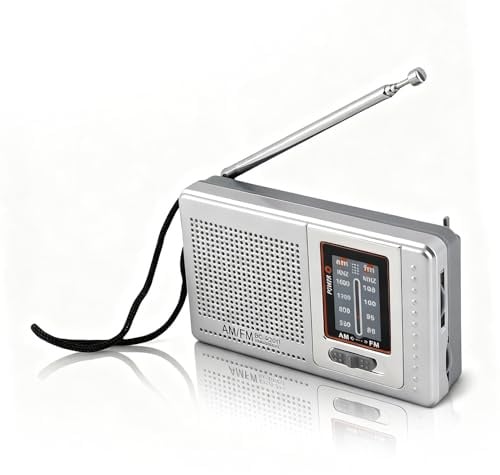 Radio Portátil Pequeña Am/FM con Altavoz Integrado, Transistor de Pilas para Viajes y Emergencias, Sintonización Fácil, Sonido Claro