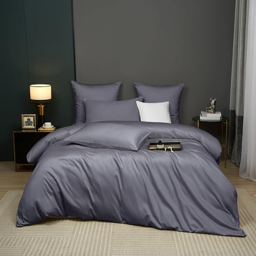 Luowei Mako Satin Bettwäsche 135x200 cm Baumwolle Seidig Weich und Kühl