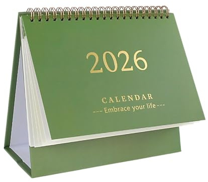 Calendario escritorio 2025-2026 en espiral pequeño para oficina y regalo