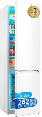 Midea Frigorifico Combi Blanco de 262 L | 55 cm x 177 cm | Nevera Combi con Congelador de 65L y Tecnología Low Frost - Refrigerador Independiente de Bajo Consumo, Puertas Reversibles, Silencioso 39 dB