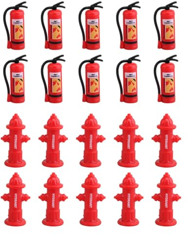 JRYXDS 20-Teiliges Miniatur-Feuerlöscher- Und Hydrantenset Lernspielzeug Für Kinder Feuerwehrausrüstung Miniatur-Dekorationsartikel Stadtplanungszubehör Mikro Bastellandschaft Mini Bonsai Dekoration B