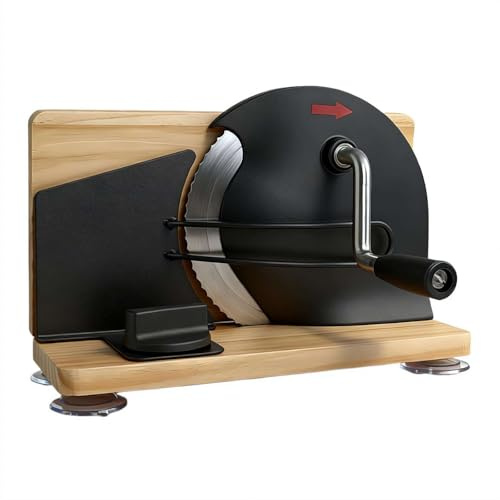 Manual Bread Slicer with Hand Crank,Adjustable Rotary Breadslicer for Homemade Sourdough Bread, with Metal Guide&Adjustable Thickness 1-20mm,Sharp Blade,Premium Stainless Steel,Gifts for Baker(Black)